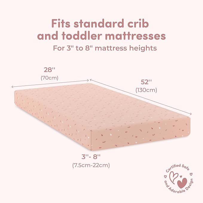 Sweety Fox 2-Pack Cotton Jersey Crib Sheets – Soft Fitted Sheets for Boys and Girls, Mini Crib Sheets, Toddler Bed Sheets (Dragonfly)