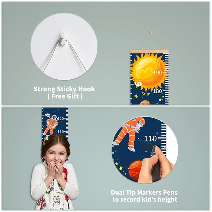 Baby Growth Chart for Wall - Height Chart for Kids Nursery Decor Wall Hanging Measurement Ruler Toddler Room Decor Play Room Essentials Birthday Christmas Gifts for Boys Girls 79"X7.9" (Butterfly)