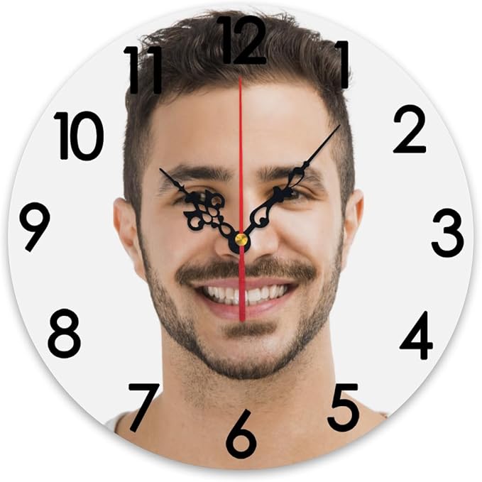 Generic Custom Clocks for Walls Personalized Clocks with Photo Text Logo Silent Non Ticking Round Decoration for Kitchen Wedding Friend Family Lover, 12x12Inch