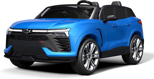 Jojoka Baby Car 24V 2-Seater SUV Licensed Chevrolet Blazer Ride On Toy w/Parent Remote Control,4xSpring Suspension, Wireless Music, Electric Vehicle Car for Kids Ages 3-8,Blue