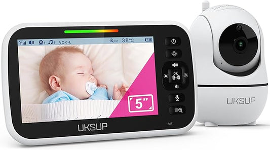 Baby Monitor with Camera and Audio- Video Baby Monitor with 960ft Long Range, Remote Pan-Tilt-Zoom, Night Vision, Temperature Sensor, 2-Way Talk, 8 Lullabies, 30-Hour Battery & No WiFi