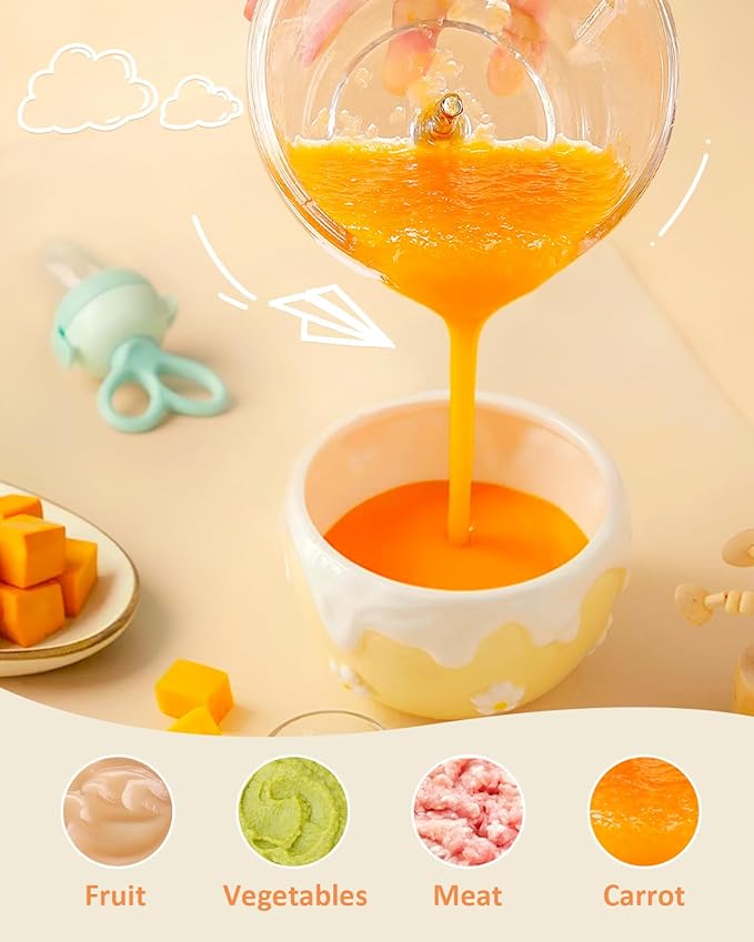 Baby Food Maker, HEYVALUE 13-in-1 Food Processor Set, Fruit, Vegatable, Meat, Baby Puree Blender with Baby Containers, Food Freezer Tray, Silicone Spoons, Spatula (Gray)