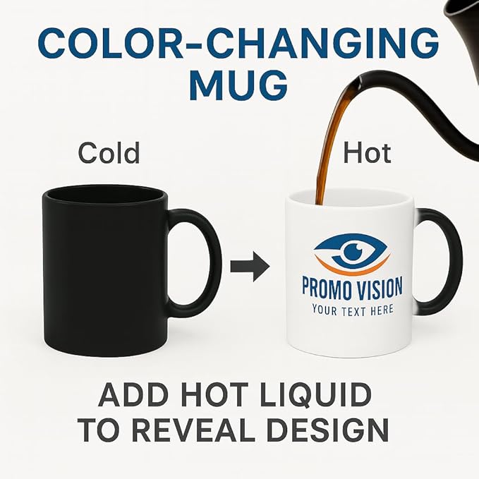 Personalized Coffee Mug, Magic Color Changing Photo Text 11 Oz Ceramic Mug, Customized Picture Name Tea Cup, Custom Fathers Day Mug, Taza Cafe Personalizadas Fotos, Gifts Women Men Mom, Black CC