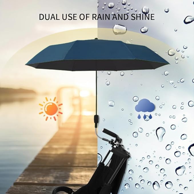 Clip-on Umbrella for Stroller Sunshade, Adjustable Steering Angle, Handle Included, Compact and Lightweight, Suitable for All Kinds of Strollers