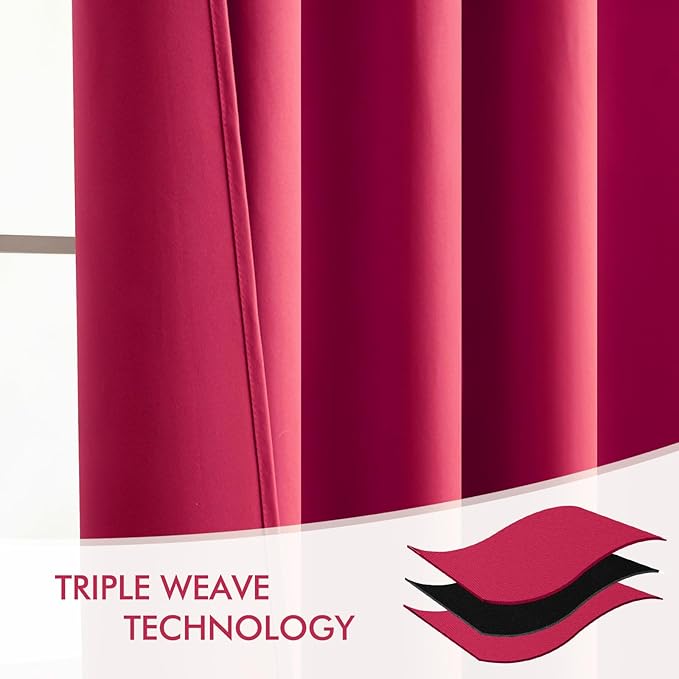 MIULEE Hot Pink Back Tab Blackout Curtains 120 Inch Long 2 Panels Set for Bedroom, Rod Pocket/Pinch Pleated Extra Long Thermal Insulated Living Room Darkening Light Blocking 10FT Drapes