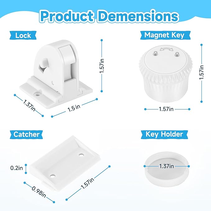 18 Pack Magnetic Cabinet Locks for Child Safety, Drawer Locks Baby Proofing, Magnetic Door Safety Locks for Cabinets and Drawers, Easy Installation No Tools Required (18 Pack and 2 Keys)