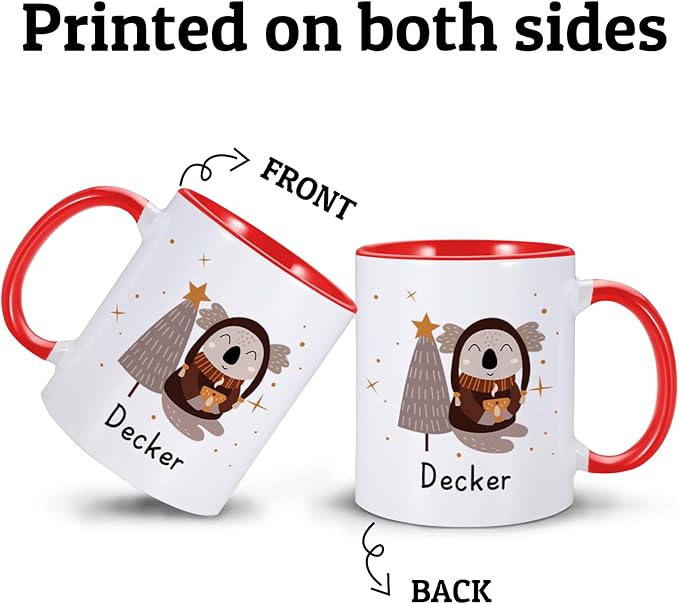 Christmas Gifts for Kids, Personalized Name Christmas Coffee Mug, Cute Hot Chocolate Cocoa Mug, Winter Holiday Cups for Children, Customized Christmas Birthday Gifts for Women Families Friend