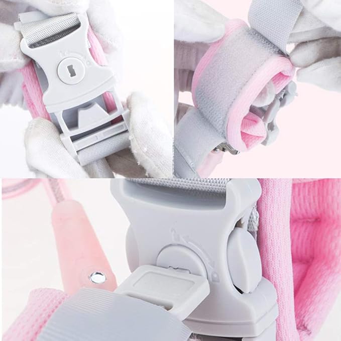 Socub Anti Lost Wrist Link with Key Lock for Kids, 6.56ft, 2 Pack, Pink and Blue