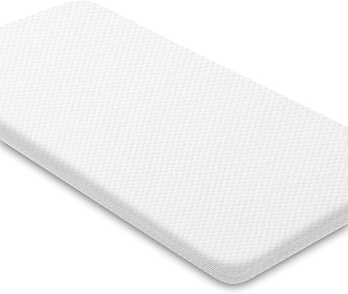 Lisara Baby Bassinet Mattress, 47 x 23.6 Dual Sided Gel Memory Foam Mattress with Waterproof, Removable Ice Silk Cover, Fit for ADOVEL, BabyBond, ANGELBLISS and ELEMARA Baby Bassinet Bedside Crib