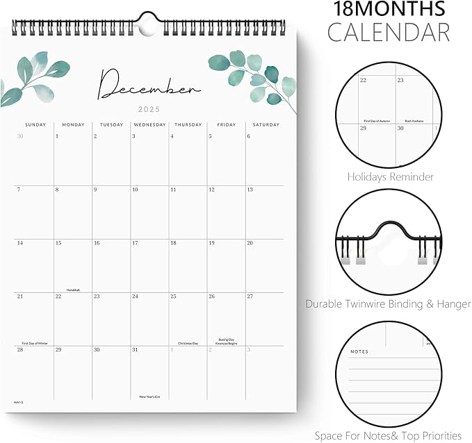 Jotsome Wall Calendar 2025-2026, Academic Monthly Calendar From July 2025 to December 2026 11.2"x14.2", Aesthetic Wall Decoration in Home and Office for Easy Organizing