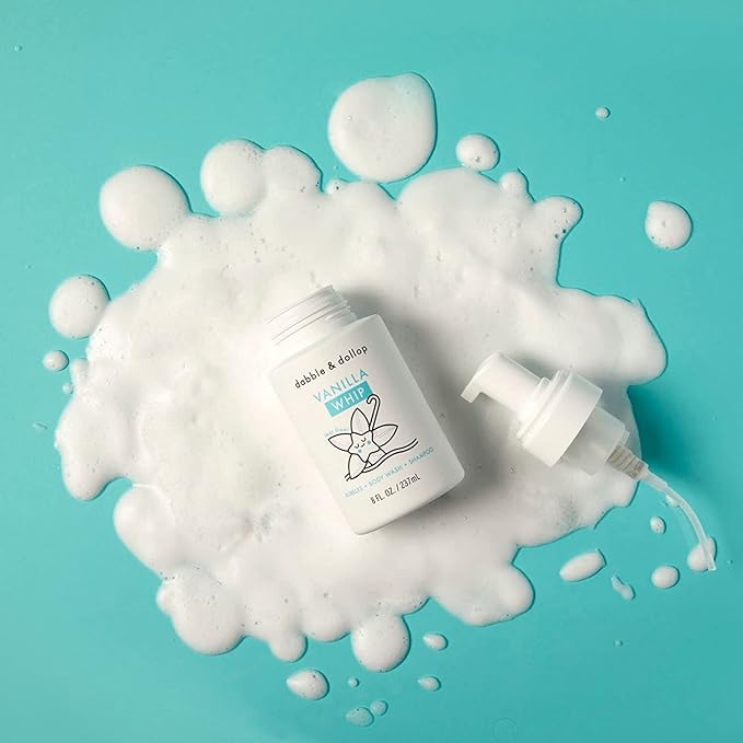 Dabble & Dollop Honeydew Melon + Vanilla Body Wash & Shampoo – 3-in-1 Natural Bubble Bath for Kids, Made in USA, No Parabens or Sulfates, Vegan, Gluten-Free, Tear-Free (2-Pack)