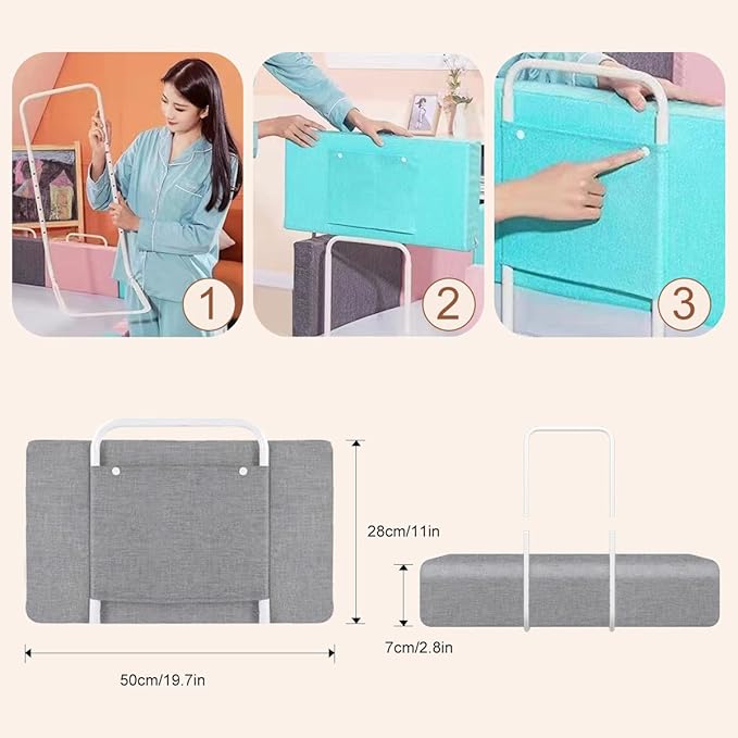 Bed Rail Bumpers for Toddlers, for Elderly Adults Safety, Bed Side Guard Rails for Kids, Twin，Queen & King Full Size Beds（Gray, 2 Packs）