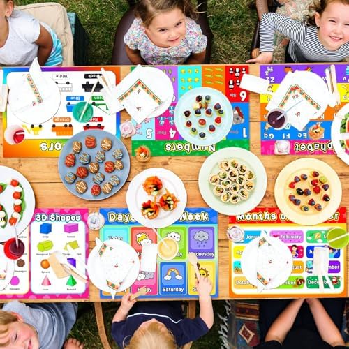 Educational Preschool Placemats Set of 6 Kid Plastic Table Mat 17×13×0.04in - Image 6