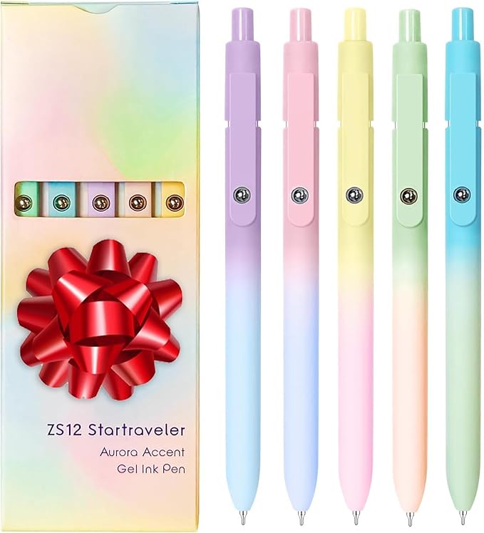 Valentines Day & Birthday Gifts for Teens & Women, Gel Pens - Black Ink, Preppy Stuff, Easter Gifts for 4-12 Year Old Girls (5 Pcs Gradient)