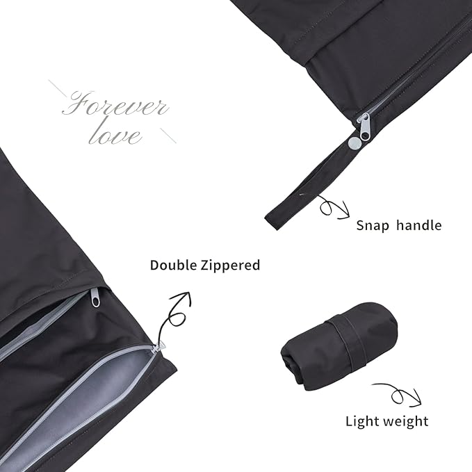 ALVABABY 3 Cloth Diaper Wet Dry Bags Waterproof Reusable with Two Zippered Pockets Travel Beach Pool Daycare Soiled Baby Items Yoga Gym Bag for Swimsuits or Wet Clothes Small medium Large 3L-SML02