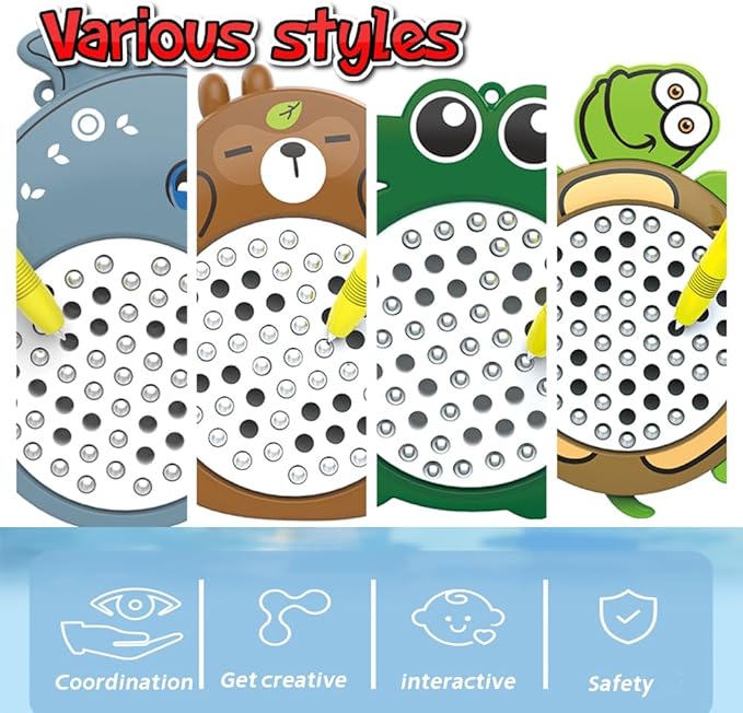 1PCS Crocodile Magnetic Drawing Board for Kids & Toddlers with Beads and Magnet Stylus Pen - Magnetic Travel Toy for Airplane & Car Ride Activities for Kids