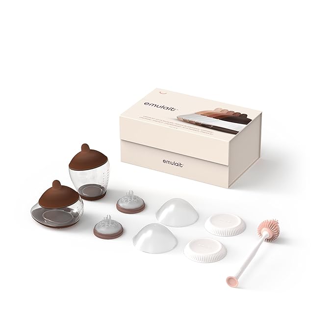 Baby Bottle Starter Kit Includes 2 Bottles 2 Nipples 2 Caps 2 Lids 2 Responsive Flow Valves, Cleaning Brush - Deep - Shape 3-RFV