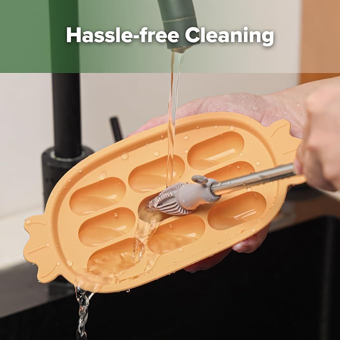 Haakaa Baby Popsicle Mold - Baby Food Maker & Breastmilk Teething Freezer Tray - BPA Free Silicone-Orange