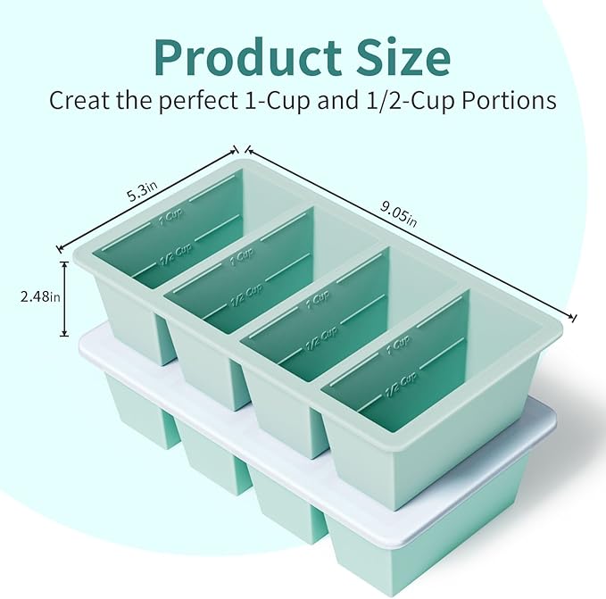 Silicone Freezer Tray for Sauce Cube: GGOW Silicone Freezing Tray for Soup Storage - Freeze 250mL 125mL Souped Broth Portion