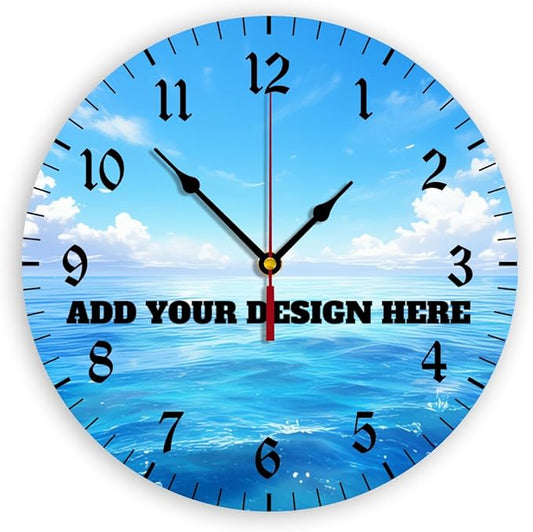 Generic Custom Wall Clock Personalized Clocks with Photo Text Logo Silent Non Ticking Round Decoration for Kitchen Wedding Friend Family Lover, 10inch-25cm