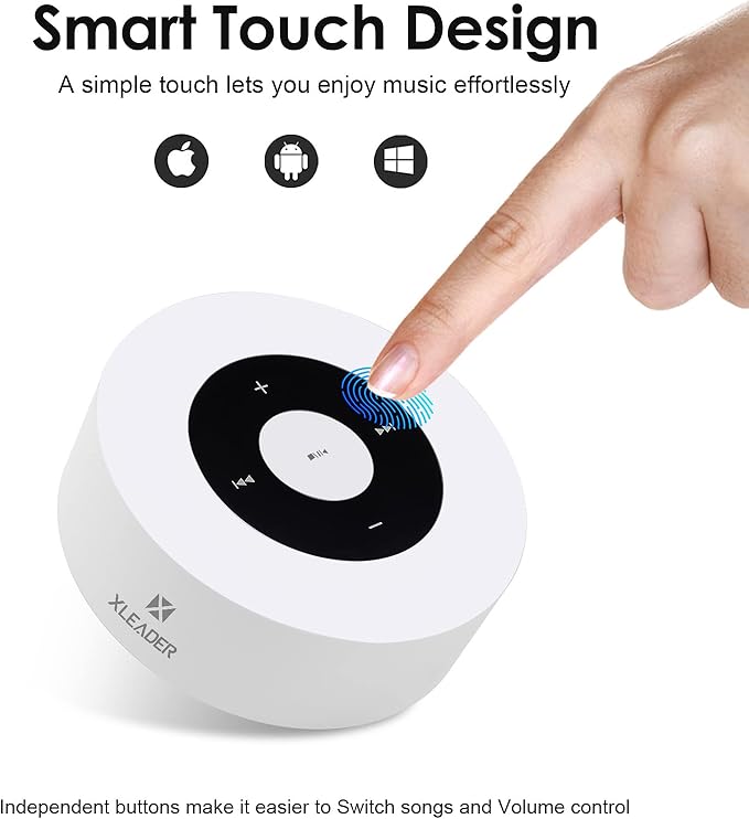 XLEADER SoundAngel A8 Bluetooth Speaker, White, 15h Music Playtime, Waterproof Case, 3.5mm Audio Cable, Micro USB Charging Cable