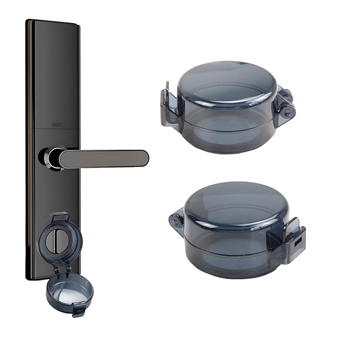 2 Pack Deadbolt Child Safety Lock Cover - Child Proof Deadbolt Cover & Door Knob Protector, Deadbolt Lock Cover for Kids, Prevents Accidental Locking (Fits Standard Locks) (Black)