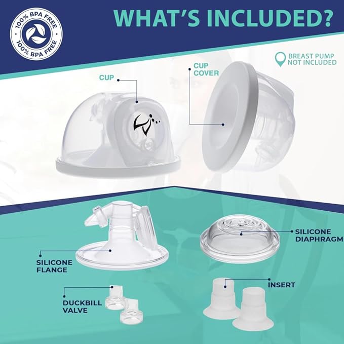 BabyBuddha Hands Free Milk Collection Cups for Breast Pump, 8 Fl Oz Each, Wearable Breastmilk Containers, Compatible with BabyBuddha Pump, Spill Resistant Design, Small Flange 22 to 24mm, 2 Pack