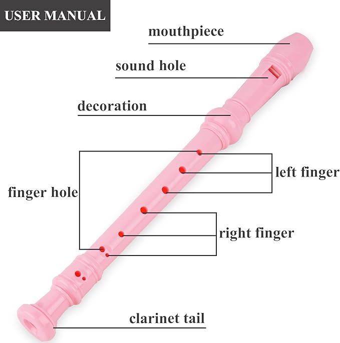 Recorder Instrument for Beginner Kids Adults,8-Hole Soprano Descant Recorder Music Flute with with Cleaning Rod & Leather Case For School Student Home Entertainment(2-Dense Unicorn)