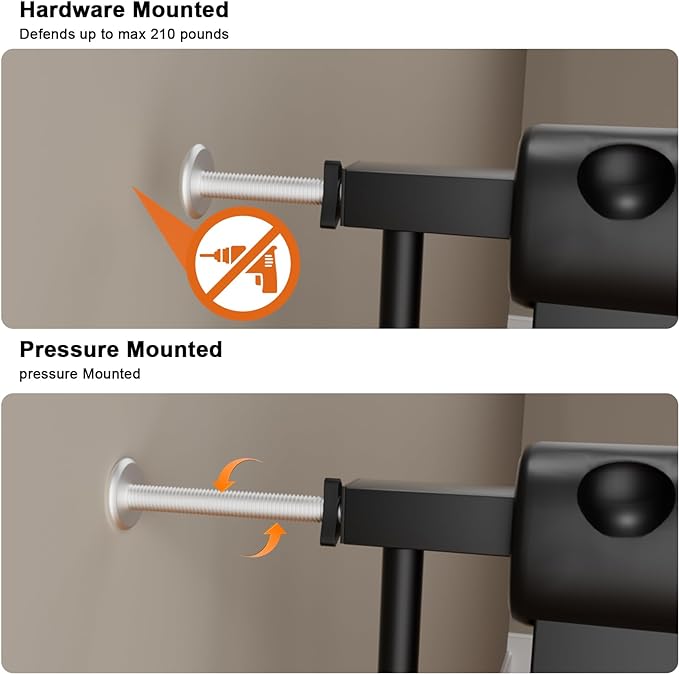 HOOEN 30" Tall Extra Wide Baby Gate for Doorways Stairs 62 to 67 Inch Large Long Pressure Monuted Dog Gate Black Tension Baby Gate Walk Through Safety Gate for Kids or Pets