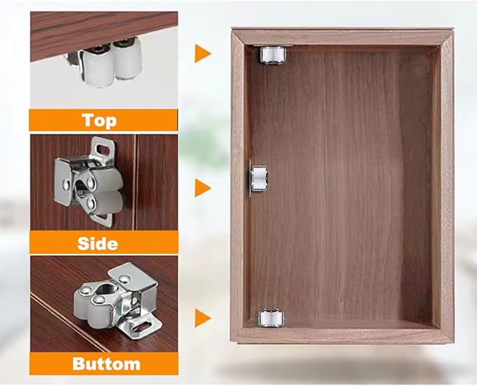 6 Pack Cabinet Latch - Double Roller Catch Hardware for Cupboard Closet Kitchen Cabinet Door Latches and RV Cabinet,Bronze