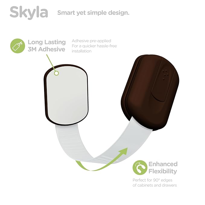SKYLA HOMES Baby Locks (8-Pack) Child Safety Cabinet Proofing - Safe Quick and Easy 3M Adhesive Cabinet Drawer Door Latches No Screws & Magnets Multi-Purpose for Furniture Kitchen Ovens Toilet Seats
