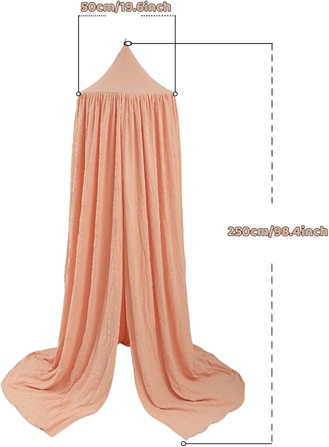 Cotton Kids Bed Canopy, Nursery Room Baby Crib Hanging Curtain Mosquito Net Hideaway Bedding Children Reading Nook Decoration, Pastel Neutral Color for Boys & Girls (Beige)