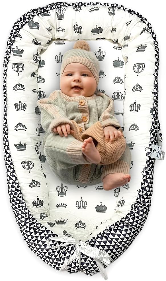 Baby Lounger – Portable Baby Lounger Pillow & Adjustable Baby Nest for 0-24 Months, Soft Infant Floor Seat & Breathable Infant Lounger for Home & Travel