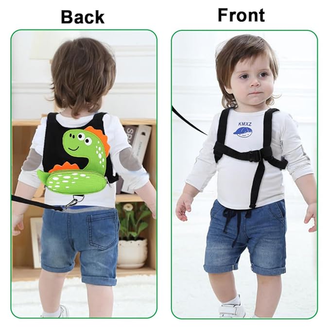 Accmor Toddler Harness Leash, Cute Dinosaur Kids Harness Child Leash with Anti Lost Wrist Link for Outdoor Travel, Adorable Baby Walking Harness Wristband Assistant Strap for 1-3 Years Old Boys Girls