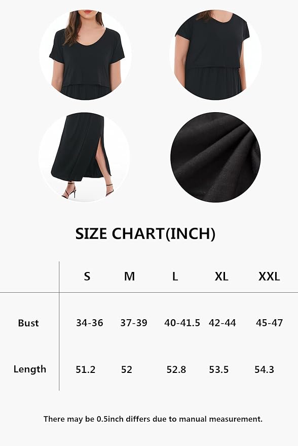Smallshow Women's Maternity Nursing Dresses Split Long Dress for Breastfeeding