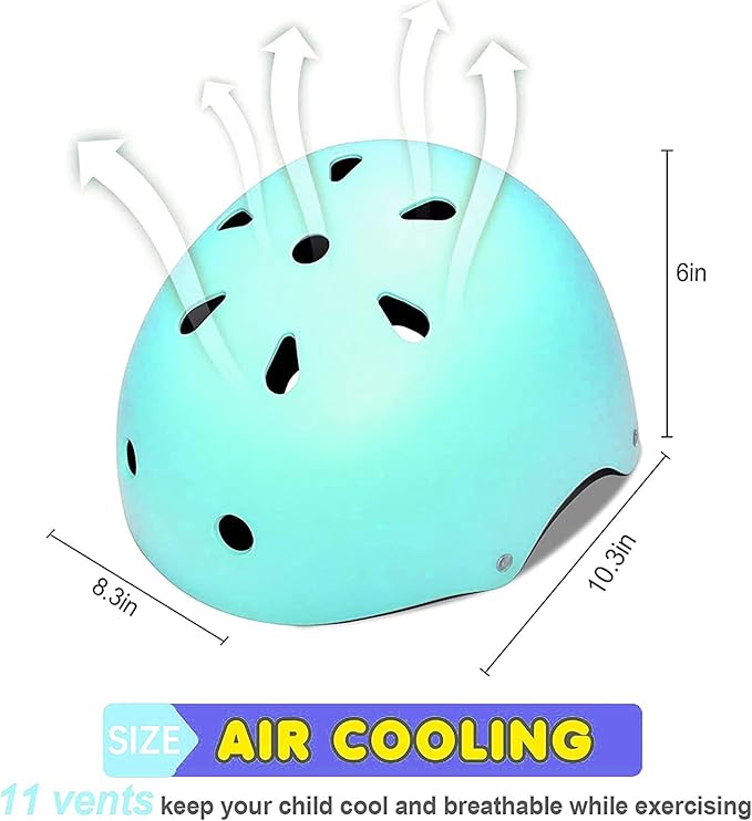 Adjustable Kids Helmet with Knee Pad, Elbow Pads & Wrist Guards - Toddler Bike Helmets for Ages 3-5, 5-8, 8-14 Years - Perfect for Skating, Biking, Cycling, and Skateboard - for Boys and Girls