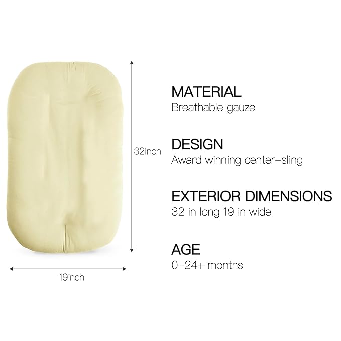 Baby Lounger - Snuggle Cozy Me Infant Lounger for Newborns | Breathable & Soft, Portable Awake-Time Pad, Essential Baby Gift- Yellow (Lounger Cover Included)