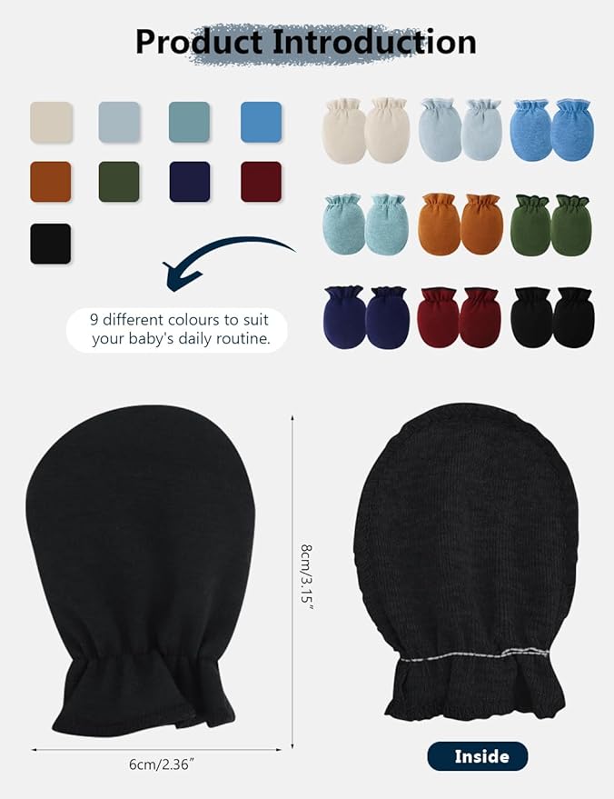 Cute Baby Mittens Newborn, No Scratch Baby Boy Mittens, Baby Girl Hat Gloves for Toddlers, Infant, Newborn