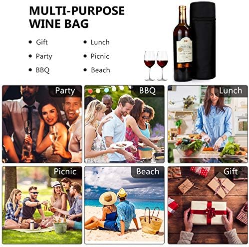 Aosbos Insulated Wine Bag Water Bottle Carrier Portable Wine Cooler Bag Padded - Image 6