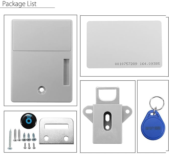 Battery IC Card Sensor Digital Cabinet Lock Drawer Lock File Cabinet Smart Lock DIY Keyless Cabinet Drawer Lock Without Perforate Hole for Drawers, Cabinet, Doors, Wardrobe