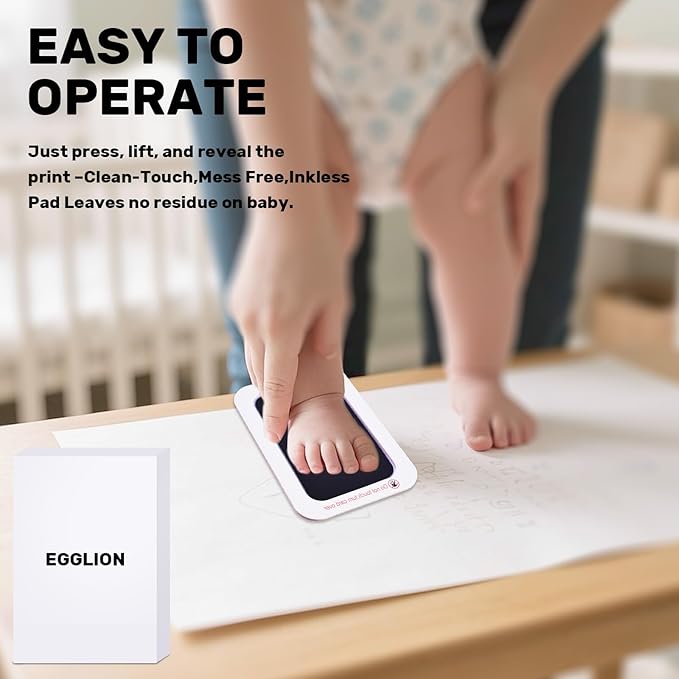 4-Pack Inkless Baby Hand and Footprint Kit with Mess-Free Ink Pad – Baby Safe Ink Pad for Hand, Foot & Paw Prints – Newborn Footprint & Paw Print Kit for Dogs and Cats – 16 Cards(Jet Black, L)