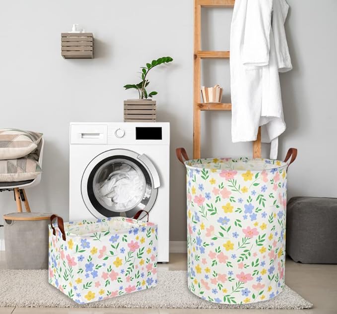 HIYAGON Kids Storage Basket Baby Girl Basket Gift Baskets Empty Cute Toy Storage Bin Organizer Box Rectangular Bedroom Decor Books(Flower)