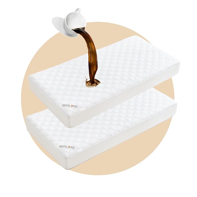 BEDLORE Waterproof Mattress Protector Crib, 2 Pack Soft Mattress Pad, Noiseless Machine Washable Mattress Cover, Ultimate Protection for Your Baby's Crib Toddler Bed (52''x28'')