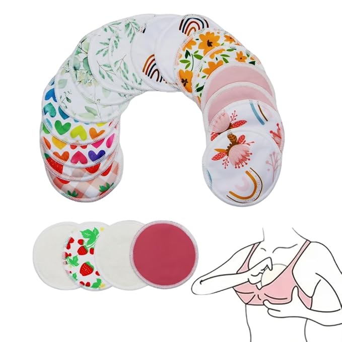 8 pcs(4 Pairs) Random Prints Breast Pads for Nursing Mothers, Reusable and Washable (8pcs Random Prints)