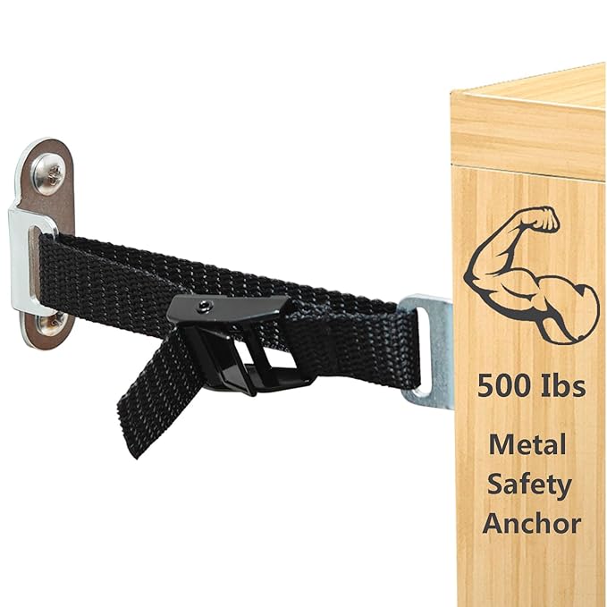 Furniture Anchors for Baby Proofing(2 Sets),Anti Tip Furniture Anchors,Furniture Wall Anchor,Adjustable Furniture Straps,Wall Anchors for Furniture Securing for Baby&Pet Safety