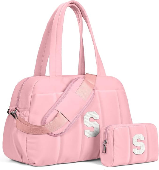 Gifts for Women Unique-Duffle Bag for Travel, Weekender Bags for Women，Initial Overnight Bag with Wet Pocket，Lightweight Travel Bags Personalized Gym Tote with Makeup Pouch