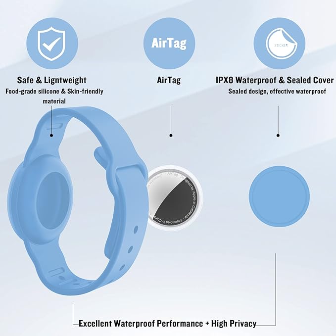 4 Pack Waterproof Bracelet for AirTag Kids, Hidden Silicone Wristband for AirTag, GPS Tracker Case for Air Tag Holder Strap Band for Child Toddler, Secure Anti-Loss Protection