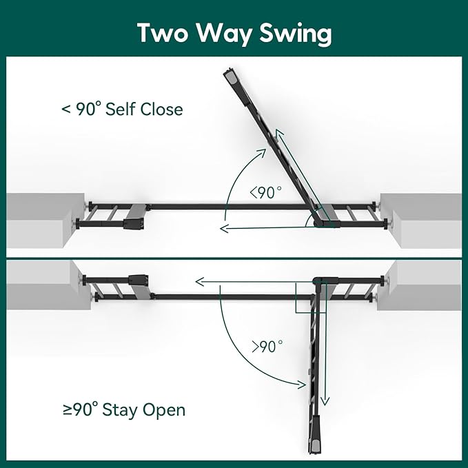 Babelio Upgraded Baby Gate with Cat Door, 29-43" Auto Close Durable Dog Gate for Stairs, Doorways and House, Easy Walk Thru Safety Gate with Pet Door Includes 4 Wall Cups, Black