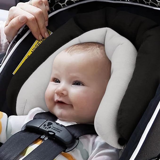 Pro Goleem Car Seat Head Support Infant, Soft Infant Car Seat Insert, 2 in 1 Carseat Head Support for Newborn, Perfect for Car Seat, Stroller, Swing, Bouncer, Gray and Black