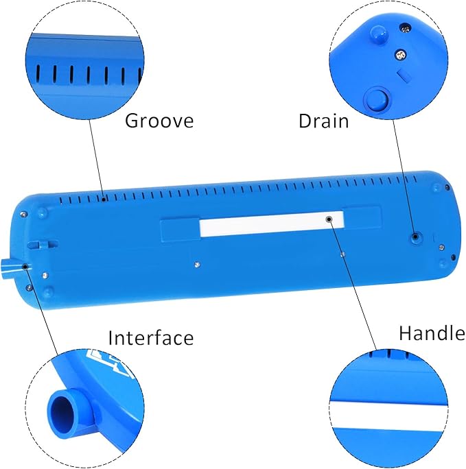 EastRock 37 Key Melodica Instrument Keyboard Soprano Piano Style with Mouthpiece Tube Sets and Carrying Bag for Beginners Adults Gift Blue